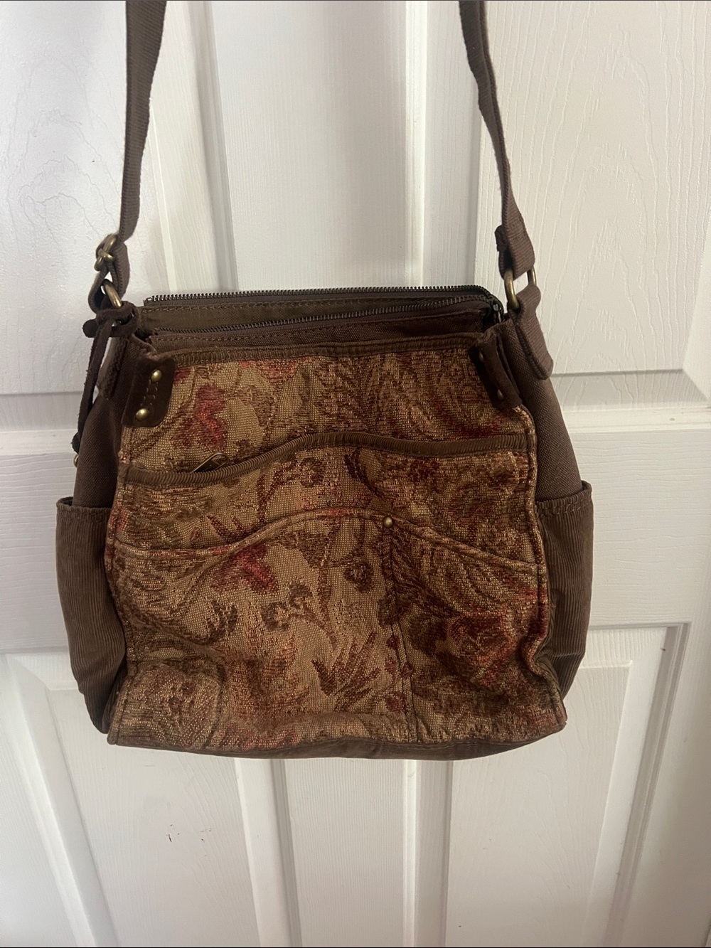 Fossil Brown and Tan Tapestry Shoulder Bag